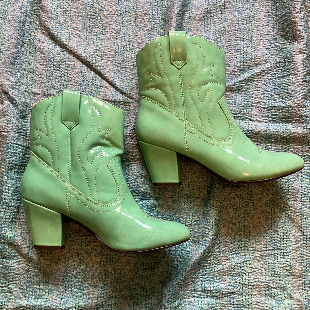 BAIT vegan leather Teal Cowboy boots